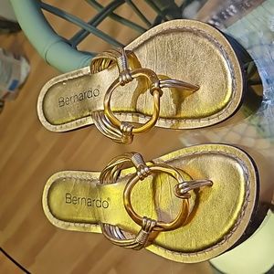 Bernardo Gold Thong Sandals